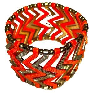 Vintage Chevron 1960’s Reversible Orange & Gold Cuff